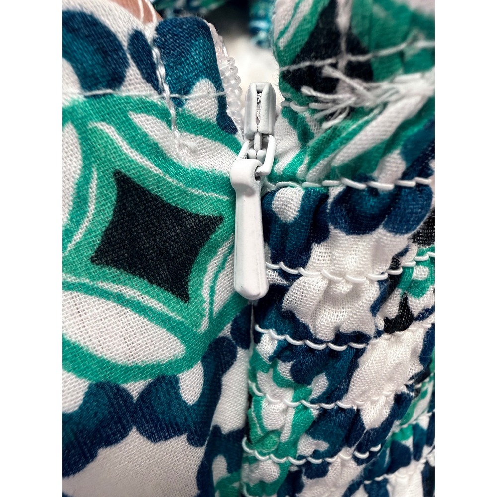 NWT Lucky Brand Womens Teal Blue Geometric Floral Tiered Maxi Dress  L - Picture 14 of 16